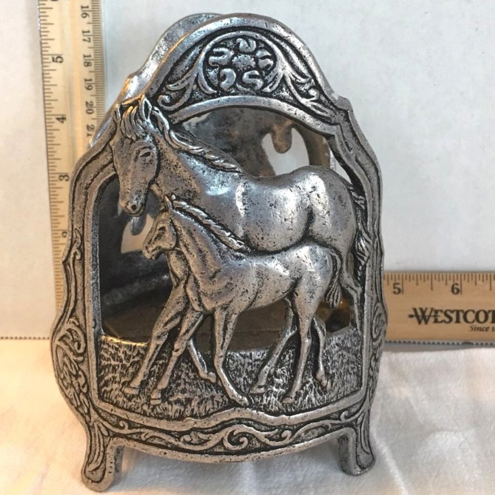 1999 Carson Pewter Horse and Foal Candle Holder